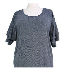 Plus Size 2X Gray Ruffle Sleeve Soft Knit Top